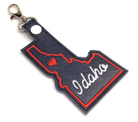 Idaho state snap tab - DIGITAL DOWNLOAD - In The Hoop Embroidery Machine Design - key fob - keychain - luggage tag
