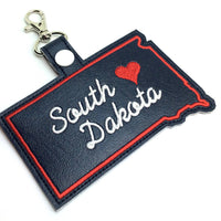 South Dakota state snap tab - DIGITAL DOWNLOAD - In The Hoop Embroidery Machine Design - key fob - keychain