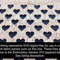 SVG files - SET 2 Heart Motif - 22 digital files for cutting cork fabric panels for the Embroidery Garden ITH Zippered Bags Set