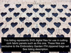 SVG files - SET 2 Heart Motif - 22 digital files for cutting cork fabric panels for the Embroidery Garden ITH Zippered Bags Set