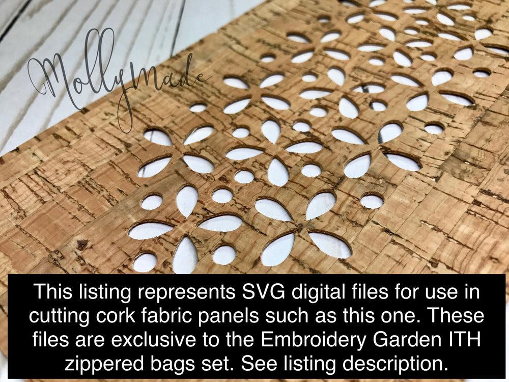 SVG files - SET 1 Petal Motif - 22 digital files for cutting cork fabric panels for the Embroidery Garden ITH Zippered Bags Set