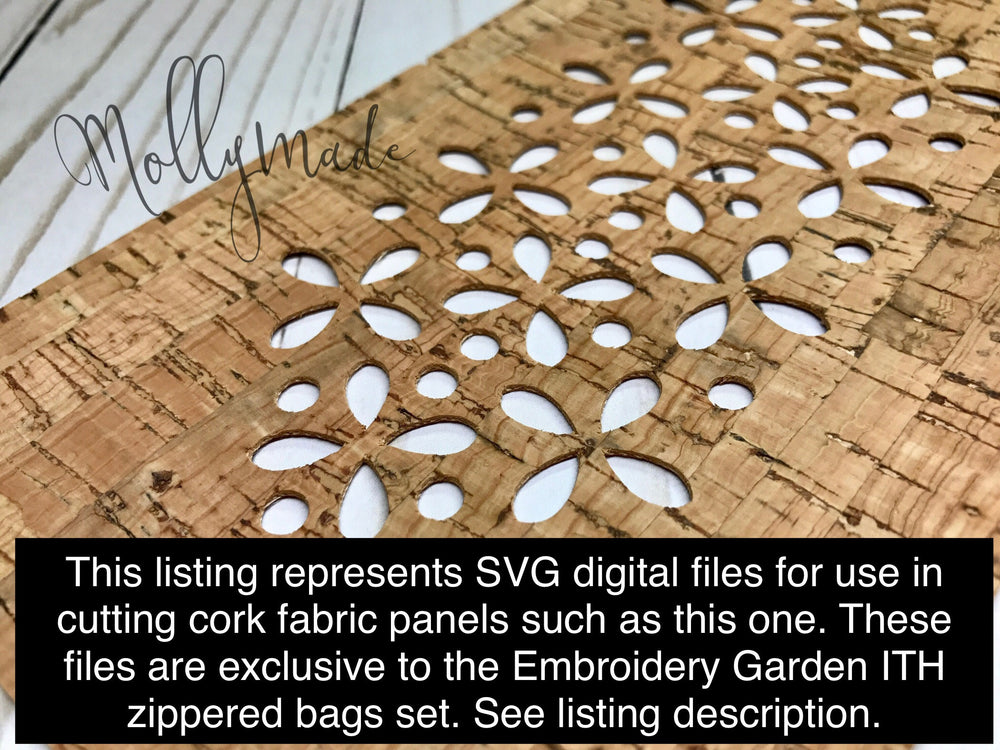 SVG files - SET 1 Petal Motif - 22 digital files for cutting cork fabric panels for the Embroidery Garden ITH Zippered Bags Set