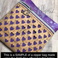 SVG files - SET 2 Heart Motif - 22 digital files for cutting cork fabric panels for the Embroidery Garden ITH Zippered Bags Set