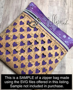 SVG files - SET 2 Heart Motif - 22 digital files for cutting cork fabric panels for the Embroidery Garden ITH Zippered Bags Set