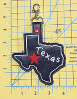 Texas state snap tab - DIGITAL DOWNLOAD - In The Hoop Embroidery Machine Design - key fob - keychain - luggage tag
