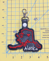 Alaska state snap tab - DIGITAL DOWNLOAD - In The Hoop Embroidery Machine Design - key fob - keychain - luggage tag
