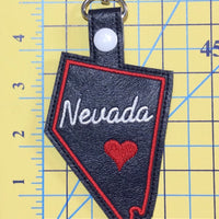 Nevada state snap tab - DIGITAL DOWNLOAD - In The Hoop Embroidery Machine Design - key fob - keychain - luggage tag