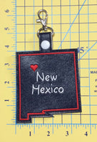 New Mexico state snap tab - DIGITAL DOWNLOAD - In The Hoop Embroidery Machine Design - key fob - keychain - luggage tag
