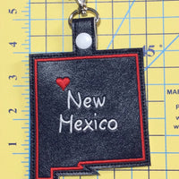 New Mexico state snap tab - DIGITAL DOWNLOAD - In The Hoop Embroidery Machine Design - key fob - keychain - luggage tag