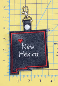 New Mexico state snap tab - DIGITAL DOWNLOAD - In The Hoop Embroidery Machine Design - key fob - keychain - luggage tag