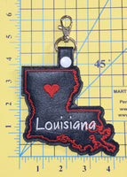 Louisiana state snap tab - DIGITAL DOWNLOAD - In The Hoop Embroidery Machine Design - key fob - keychain - luggage tag
