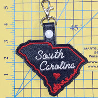 South Carolina state snap tab - DIGITAL DOWNLOAD - In The Hoop Embroidery Machine Design - key fob - keychain - luggage tag