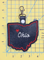 Ohio state snap tab - DIGITAL DOWNLOAD - In The Hoop Embroidery Machine Design - key fob - keychain - luggage tag
