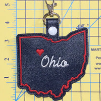 Ohio state snap tab - DIGITAL DOWNLOAD - In The Hoop Embroidery Machine Design - key fob - keychain - luggage tag