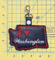 Washington state snap tab - DIGITAL DOWNLOAD - In The Hoop Embroidery Machine Design - key fob - keychain - luggage tag
