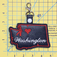 Washington state snap tab - DIGITAL DOWNLOAD - In The Hoop Embroidery Machine Design - key fob - keychain - luggage tag