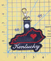 Kentucky state snap tab - DIGITAL DOWNLOAD - In The Hoop Embroidery Machine Design - key fob - keychain - luggage tag
