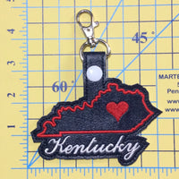 Kentucky state snap tab - DIGITAL DOWNLOAD - In The Hoop Embroidery Machine Design - key fob - keychain - luggage tag