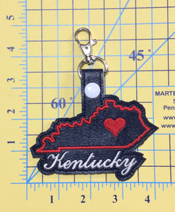 Kentucky state snap tab - DIGITAL DOWNLOAD - In The Hoop Embroidery Machine Design - key fob - keychain - luggage tag