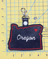 Oregon state snap tab - DIGITAL DOWNLOAD - In The Hoop Embroidery Machine Design - key fob - keychain - luggage tag
