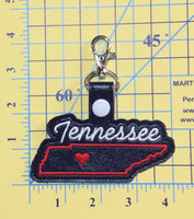 Tennessee state snap tab - DIGITAL DOWNLOAD - In The Hoop Embroidery Machine Design - key fob - keychain - luggage tag
