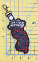 New Jersey state snap tab - DIGITAL DOWNLOAD - In The Hoop Embroidery Machine Design - key fob - keychain - luggage tag
