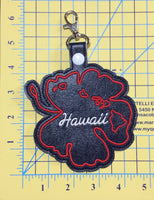 Hawaii state snap tab - DIGITAL DOWNLOAD - In The Hoop Embroidery Machine Design - key fob - keychain - luggage tag
