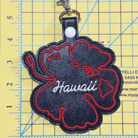 Hawaii state snap tab - DIGITAL DOWNLOAD - In The Hoop Embroidery Machine Design - key fob - keychain - luggage tag