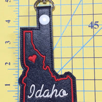 Idaho state snap tab - DIGITAL DOWNLOAD - In The Hoop Embroidery Machine Design - key fob - keychain - luggage tag