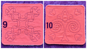 In The Hoop Table Napkins in TWO sizes 6"x6" and 7"x7" - re-usable napkin embroidery machine design - digital download