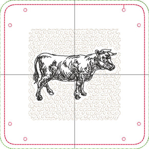 DIGITAL DOWNLOAD - In The Hoop Embroidery Machine Design - 7" x 7" BULL / Beef Snap Tray - Valet Tray - Travel Tray