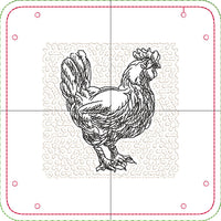 DIGITAL DOWNLOAD - In The Hoop Embroidery Machine Design - 7" x 7" CHICKEN / Poultry Snap Tray - Valet Tray - Travel Tray