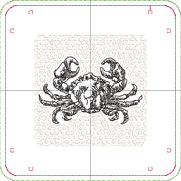 DIGITAL DOWNLOAD - In The Hoop Embroidery Machine Design - 7" x 7" CRAB / Seafood Snap Tray - Valet Tray - Travel Tray