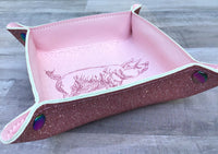 DIGITAL DOWNLOAD - In The Hoop Embroidery Machine Design - 7" x 7" PIG / Pork Snap Tray - Valet Tray - Travel Tray
