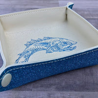 DIGITAL DOWNLOAD - In The Hoop Embroidery Machine Design - 7" x 7" FISH Snap Tray - Valet Tray - Travel Tray