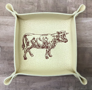 DIGITAL DOWNLOAD - In The Hoop Embroidery Machine Design - 7" x 7" BULL / Beef Snap Tray - Valet Tray - Travel Tray