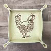 DIGITAL DOWNLOAD - In The Hoop Embroidery Machine Design - 7" x 7" CHICKEN / Poultry Snap Tray - Valet Tray - Travel Tray
