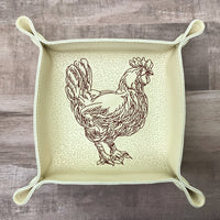DIGITAL DOWNLOAD - In The Hoop Embroidery Machine Design - 7" x 7" CHICKEN / Poultry Snap Tray - Valet Tray - Travel Tray