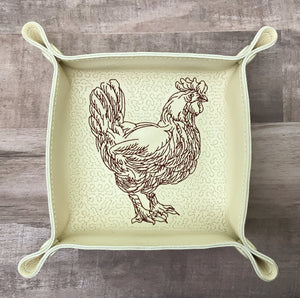 DIGITAL DOWNLOAD - In The Hoop Embroidery Machine Design - 7" x 7" CHICKEN / Poultry Snap Tray - Valet Tray - Travel Tray