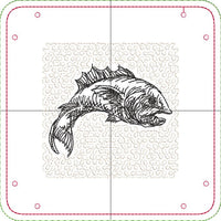 DIGITAL DOWNLOAD - In The Hoop Embroidery Machine Design - 7" x 7" FISH Snap Tray - Valet Tray - Travel Tray
