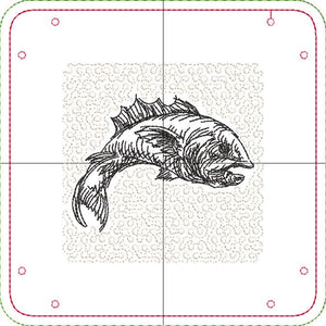 DIGITAL DOWNLOAD - In The Hoop Embroidery Machine Design - 7" x 7" FISH Snap Tray - Valet Tray - Travel Tray