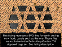 SVG files - SET 3 Diamond Motif - 22 digital files for cutting cork fabric panels for the Embroidery Garden ITH Zippered Bags Set
